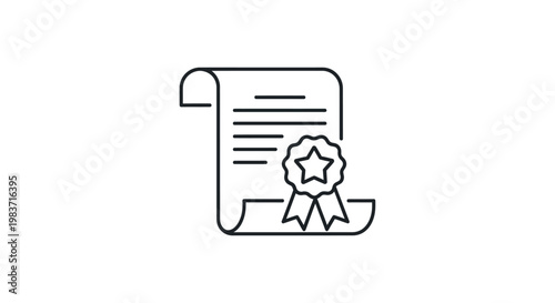 an official certificate or diploma icon with a star award seal symbolizing quality and achievement in education or business success.