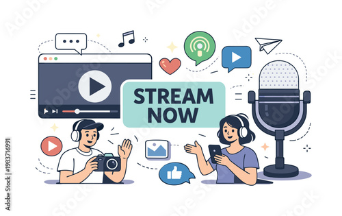 Multimedia Streaming Stories. Multimedia, video, streaming, podcast, broadcasting, webinar, social media and shorts communication toolkit. minimalist editorial