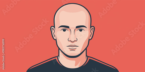 Bald Man Looking Straight Ahead.