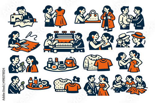 Cooking Kitchen Tools cheerful chefs arranging an oversized frying pan and oven across the full canvas, three stylized human characters interacting with giant