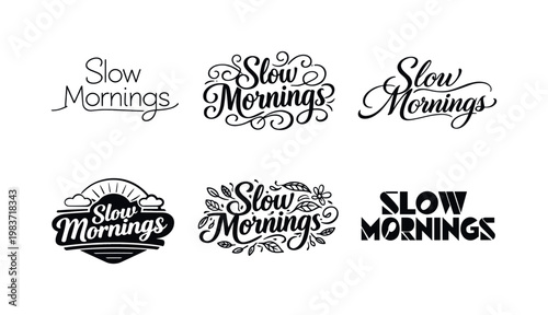 Slow Progress. Set lettering. harmonious lettering variations of the same emblematic concept, each with different artistic interpretation (Modern minimal