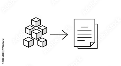 data processing information transformation big data concept showing cubes converting into structured documents perfect for analytics.
