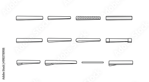 Classic Tie Clips Collection. Minimalistic set one-line drawing [simple bar tie clip, slim minimalist tie bar, textured tie clip, engraved line tie clip, matte