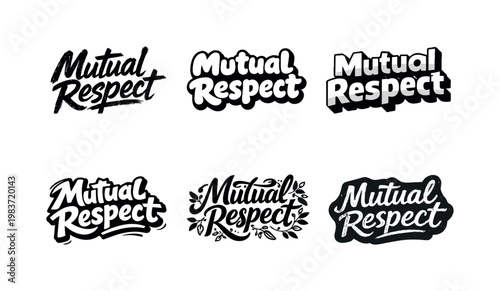 Mutual Respect. Set lettering. harmonious lettering variations of the same emblematic concept, each with different artistic interpretation (Grunge textured