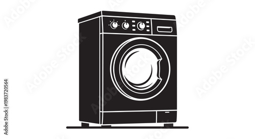 simple washing machine icon vector isolated on white background showing a household laundry appliance for cleaning clothes