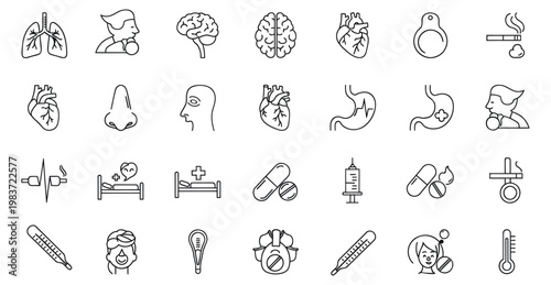 Collection of vintage medical and surgical instrument illustrations in black and white