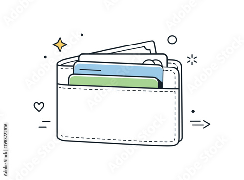 Minimal leather wallet design. A leather wallet displayed neatly with cards partially visible, highlighting simplicity and function. Calm product-focused