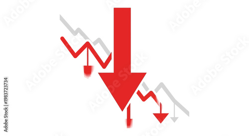 downward trend financial crisis economic recession graph with red arrows illustrating market crash and business loss concepts.