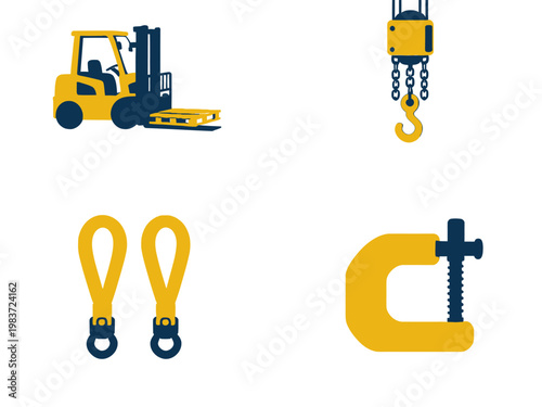 Chinese Opera Mask and Instruments in a Workshop Scene with Forklift
