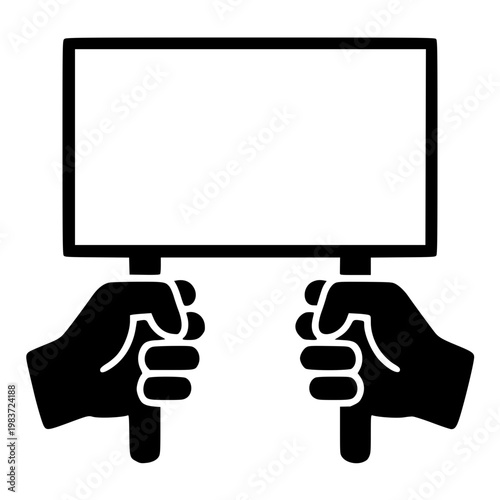 Hands Holding Blank Protest Sign or Placard Icon