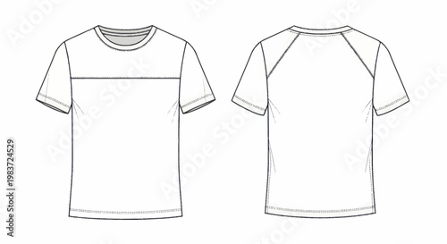 Blank white t-shirt design template showing front and back views for apparel mockups.