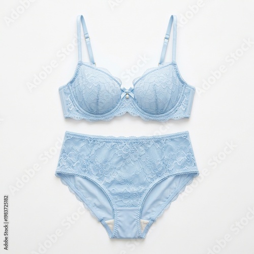 Light Blue Lace Bra and Panties Set Elegant Feminine Intimate Apparel
