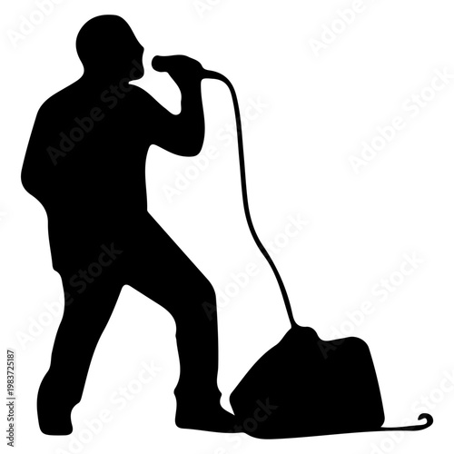 Silhouette of a singer performing with a microphone.