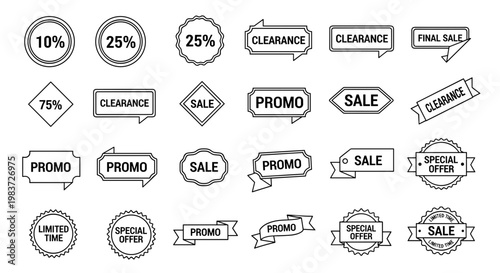 Sale Discount Promo Labels Stickers.