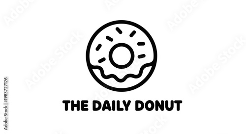 Simple black and white line art logo of a donut with sprinkles and text.