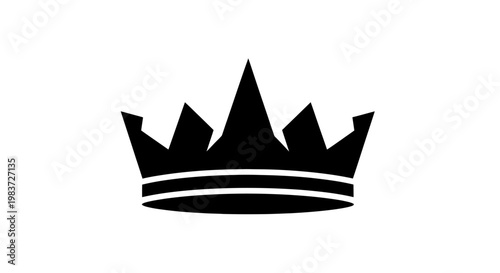 Simple Black Crown Icon on White Background.