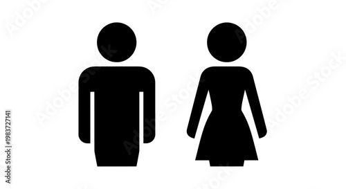 Simple Black Silhouettes of Male and Female Figures Representing Gender Icons.