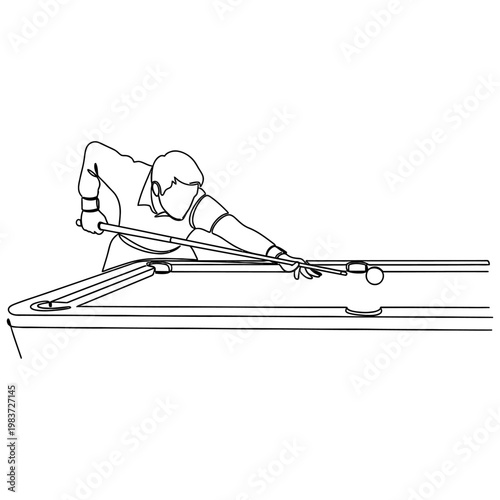 man playing billiards aiming cue stick at white ball on pool table