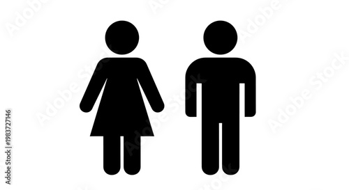 Simple Black Silhouettes of Male and Female Figures.