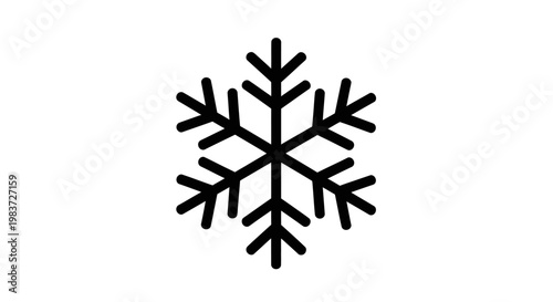 Simple Black Snowflake Icon Isolated on White Background.