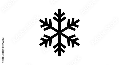 Simple Black Snowflake Icon on White Background.