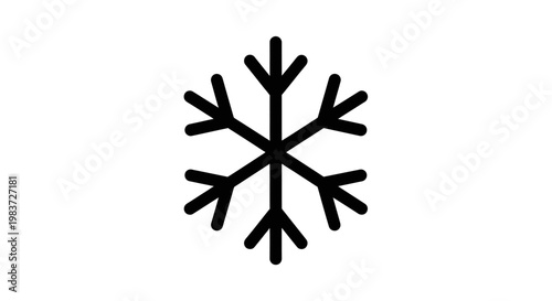 Simple Black Snowflake Icon on White Background.