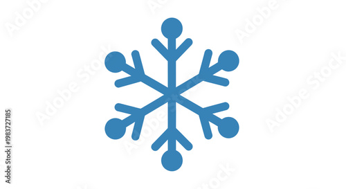 Simple Blue Snowflake Icon Representing Winter and Cold Weather.