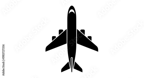 Photos Top View Silhouette of a Modern Jet Airplane in Flight.