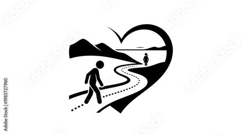 Journey Of Life With A Heart-Shaped Landscape