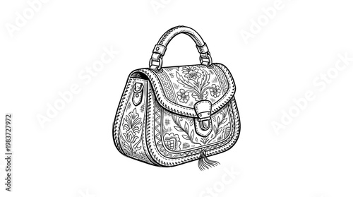 Engraved Floral Pattern Handbag
