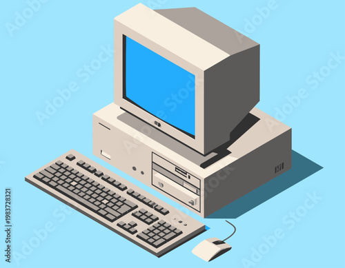 Vintage Computer System with Keyboard and Mouse.