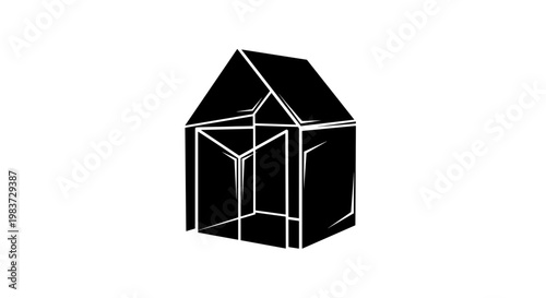 Simple Black House Line Drawing