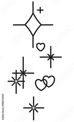 Doodle de estrellas brillantes estilo geométrico