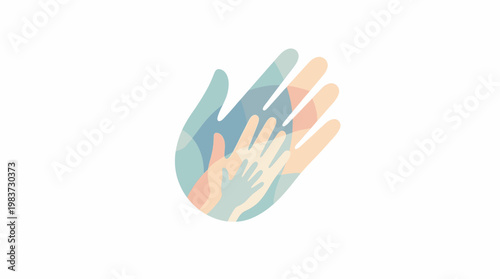 Family Unity and Generational Support Depicted with Nurturing Hands in a Vibrant Illustration