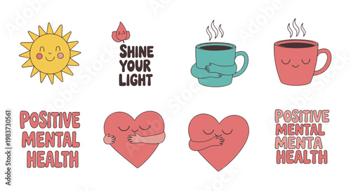 Collection of Positive Affirmation Quotes and Symbols for Mental Wellness