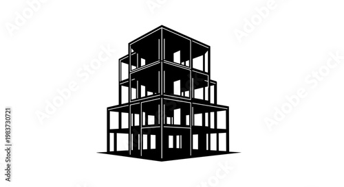 Steel frame of a building structure 1.