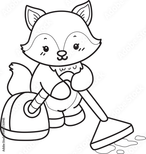 Coloring pages of Cute set of Fox sticker with activity. Outline of Fox with variation of activity