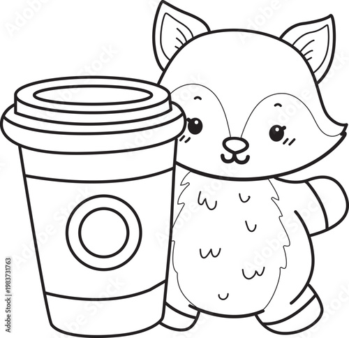Coloring pages of Cute set of Fox sticker with activity. Outline of Fox with variation of activity