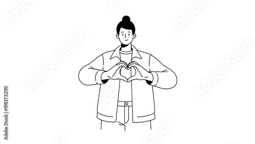 Person making heart shape with hands gesture of love and care.