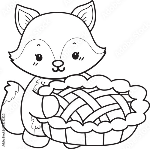 Coloring pages of Cute set of Fox sticker with activity. Outline of Fox with variation of activity