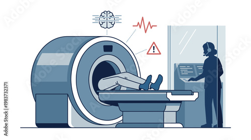 A medical scan reveals a patient's discomfort on the examination table in a hospital.