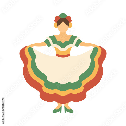 Traditional Mexican dress icon for Cinco de Mayo cultural costume festive celebration theme
