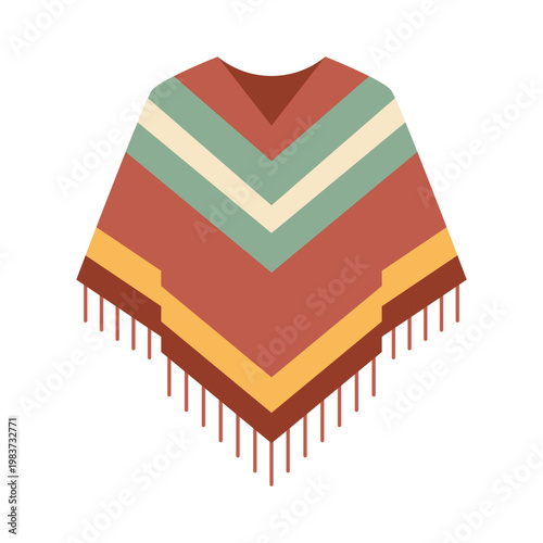 Traditional Mexican poncho clothing icon for Cinco de Mayo cultural costume festive theme