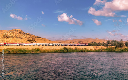 Train on the banks of the Nile , Egypt