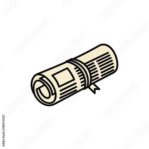 Traditional Vector Icon of  Rolled Newspaper for Print Media. transparent.