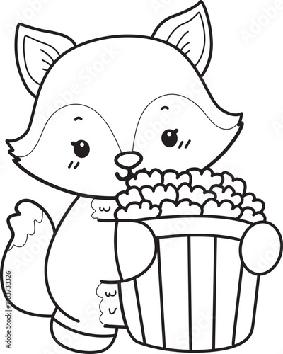 Coloring pages of Cute set of Fox sticker with activity. Outline of Fox with variation of activity