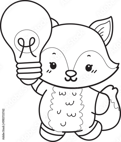 Coloring pages of Cute set of Fox sticker with activity. Outline of Fox with variation of activity