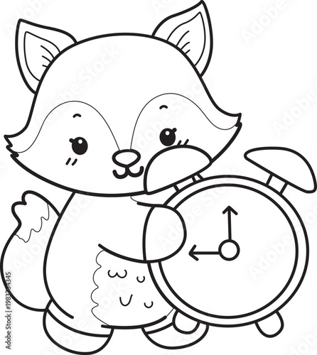 Coloring pages of Cute set of Fox sticker with activity. Outline of Fox with variation of activity