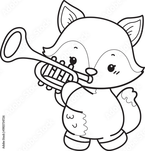 Coloring pages of Cute set of Fox sticker with activity. Outline of Fox with variation of activity