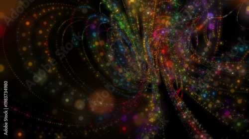 Futuristic video animation with particle stripe object in slow motion, 4096x2304 loop 4K